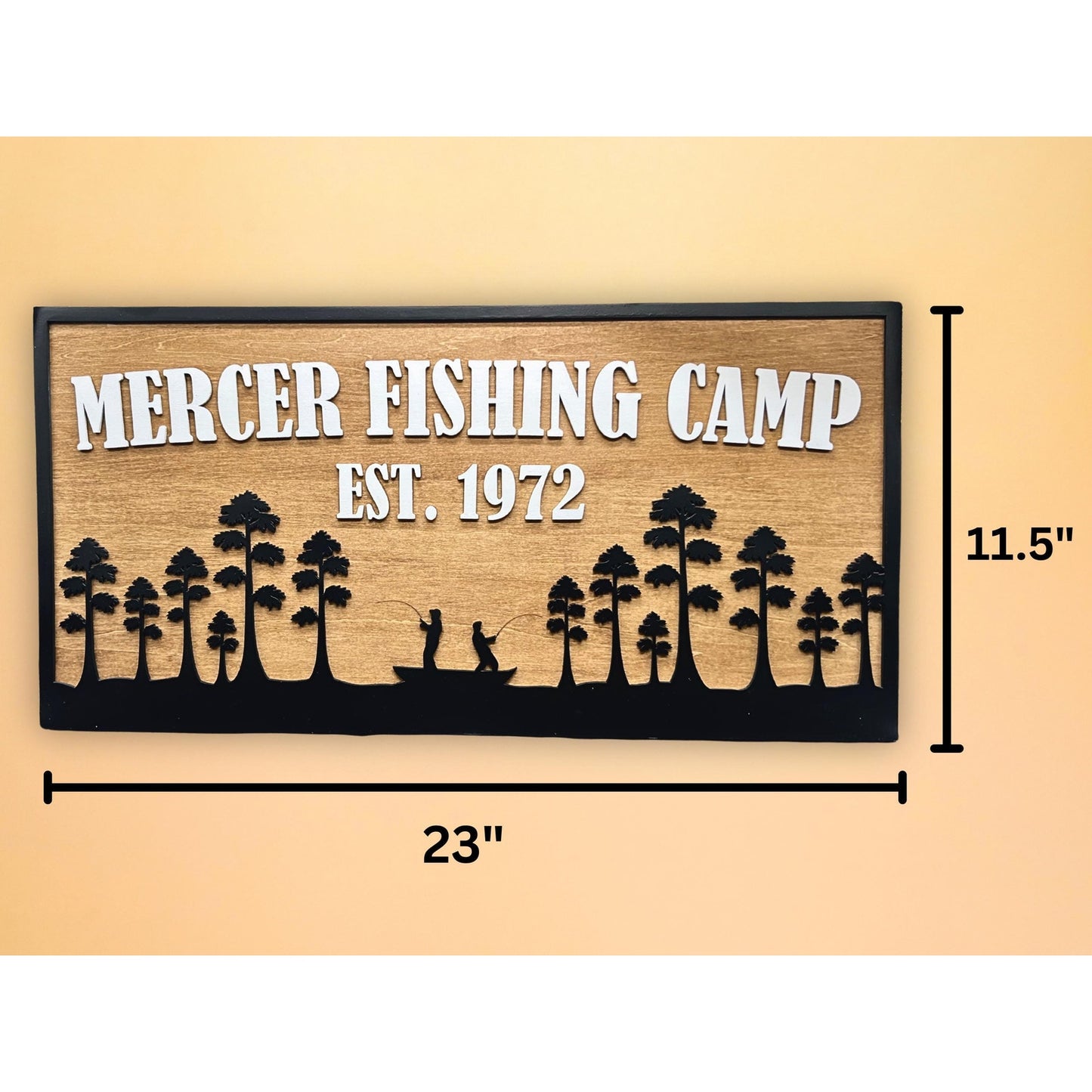 Custom Fishing Camp Sign | Personalized Cabin Lake House River Camp Sign | Rustic Outdoor Lodge Decor with Family Name & Est. Year