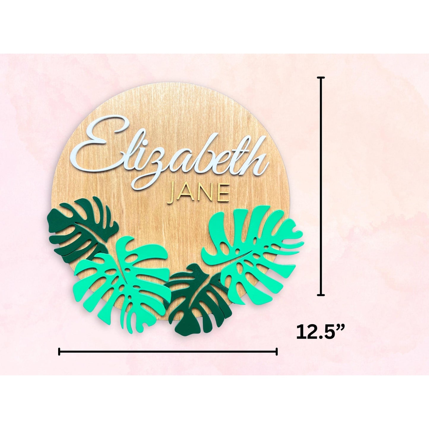 Monstera Leaf Wooden Name Sign: Custom Nursery Decor, 3D Lettering
