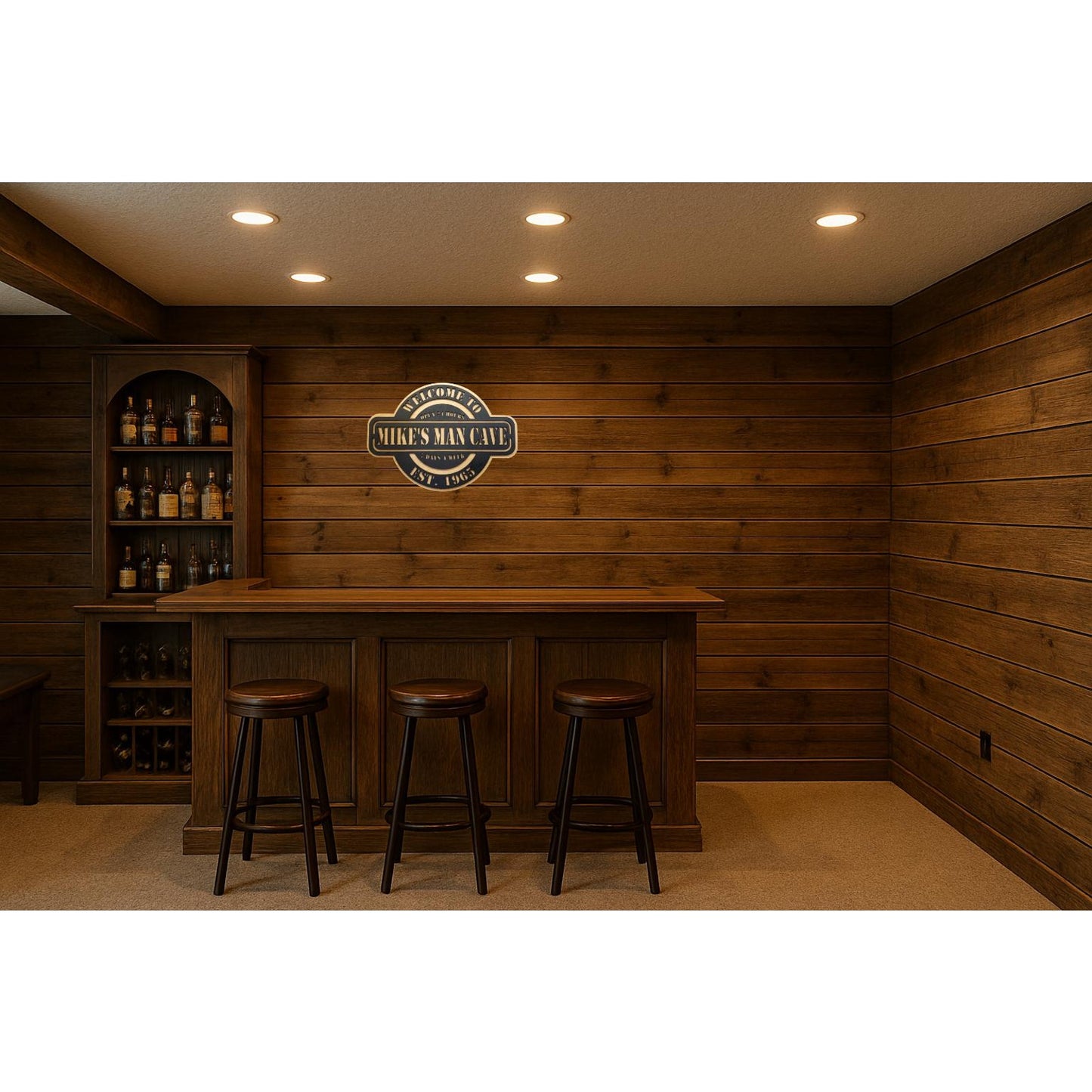 Personalized Man Cave Name Sign | Custom Mancave Last Name Wall Signs