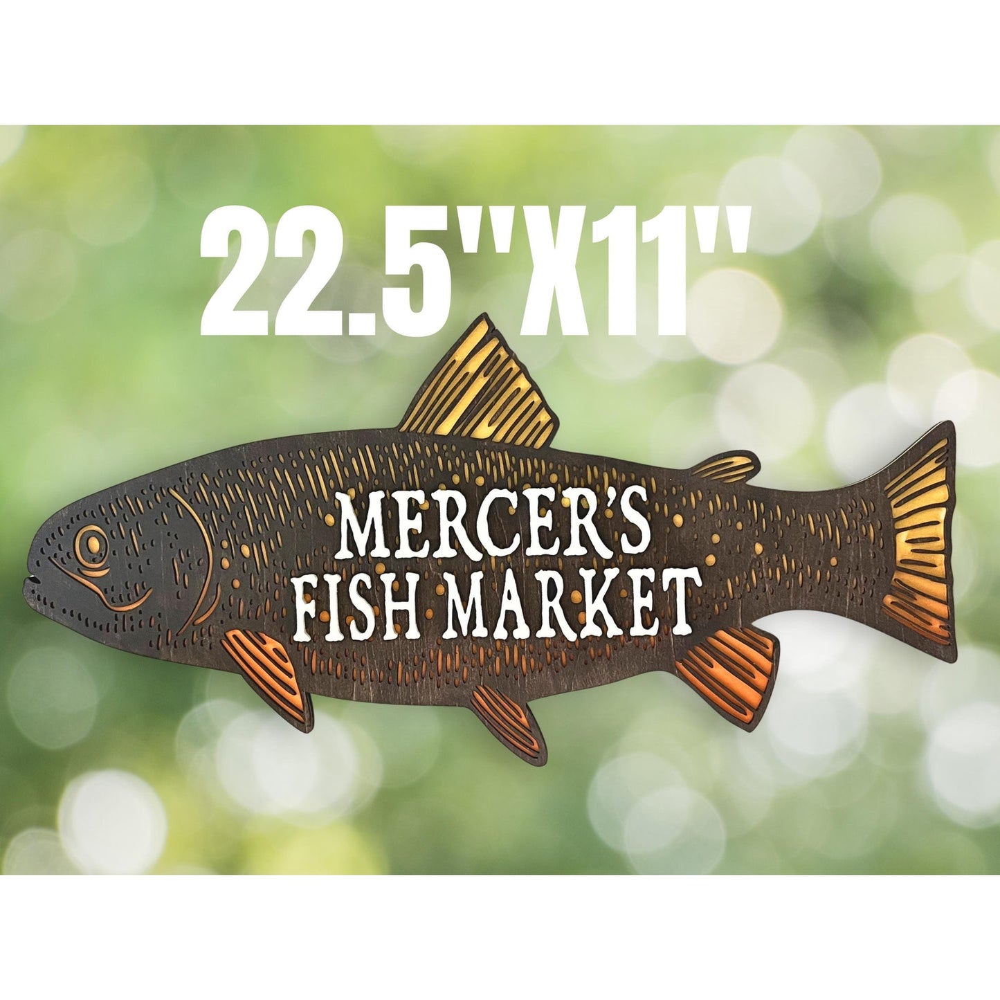 Personalized Fish Market Sign Custom Wooden Business Sign Rustic Wall Decor Family Name Fishing Cabin Plaque