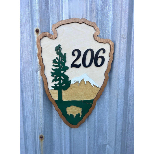National Park arrowhead address sign