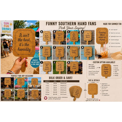 Funny Southern Hand Fan, Southern Saying Fan, Wooden Festival Fan, Country Humor Fan, Pool Party Fan, Summer Gift, Personalized Fan