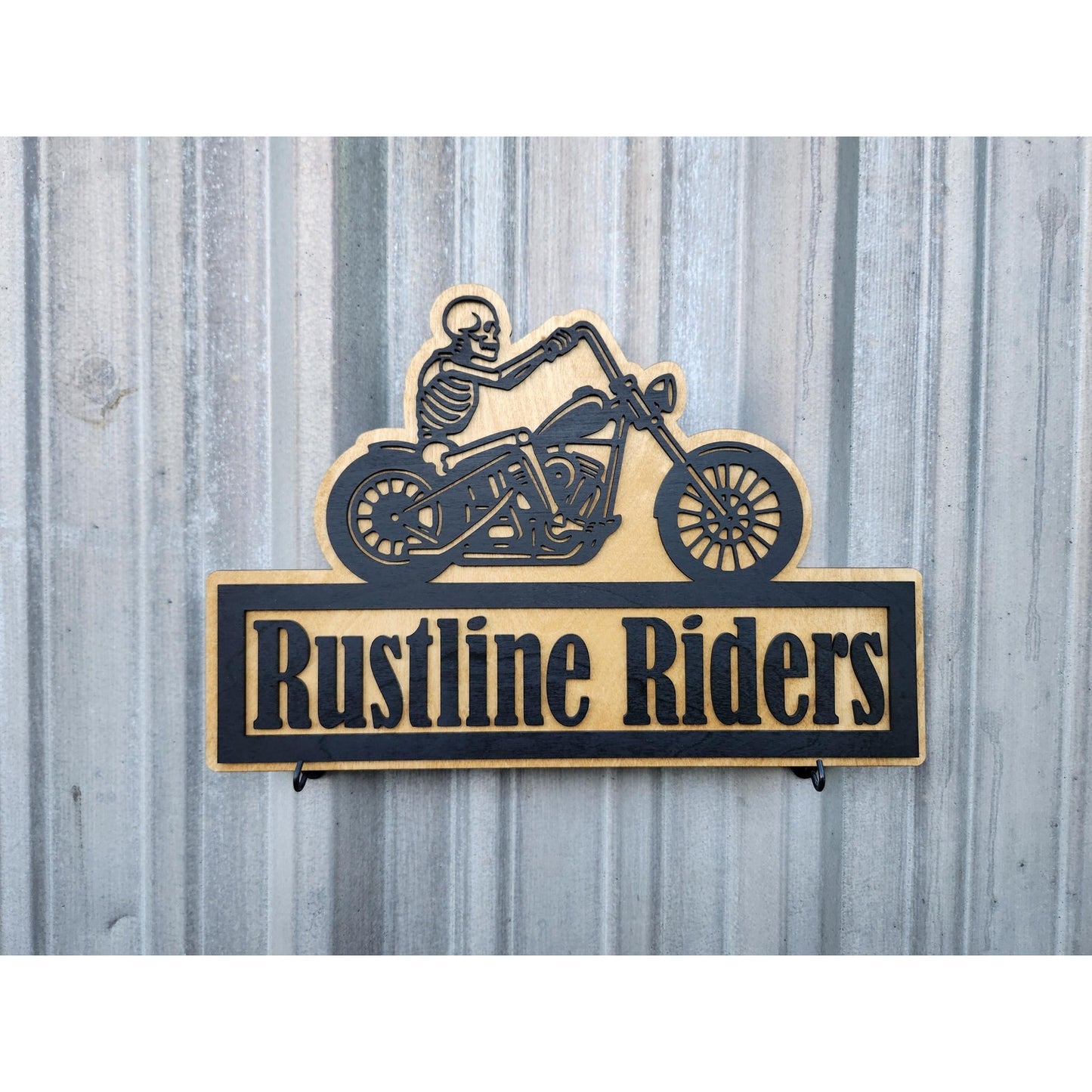 Personalized Biker Sign | Custom Motorcycle Garage Wall Decor | Skeleton Chopper Man Cave Sign | Gift for Biker or MC Club
