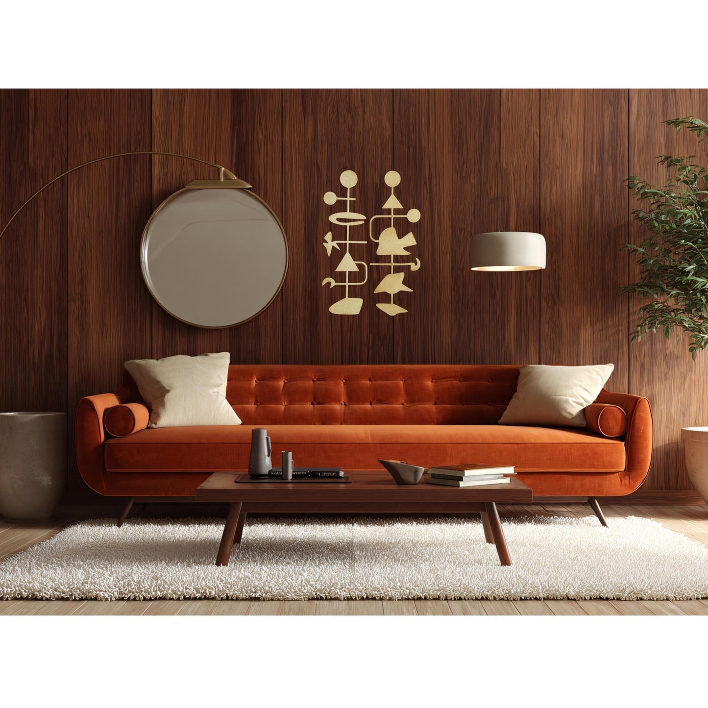 Mid Century Modern Abstract Wall Decor, Geometric Wood Art, Minimalist Stained Design