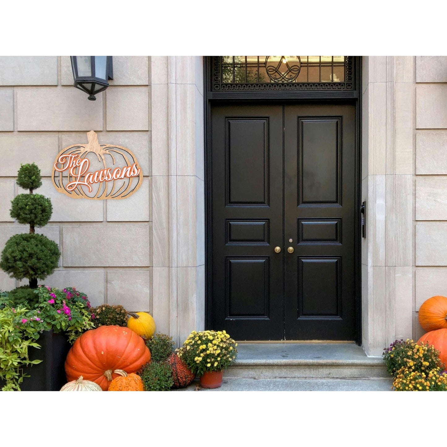 Personalized Rustic Pumpkin Family Name Sign: Fall Wooden Decor