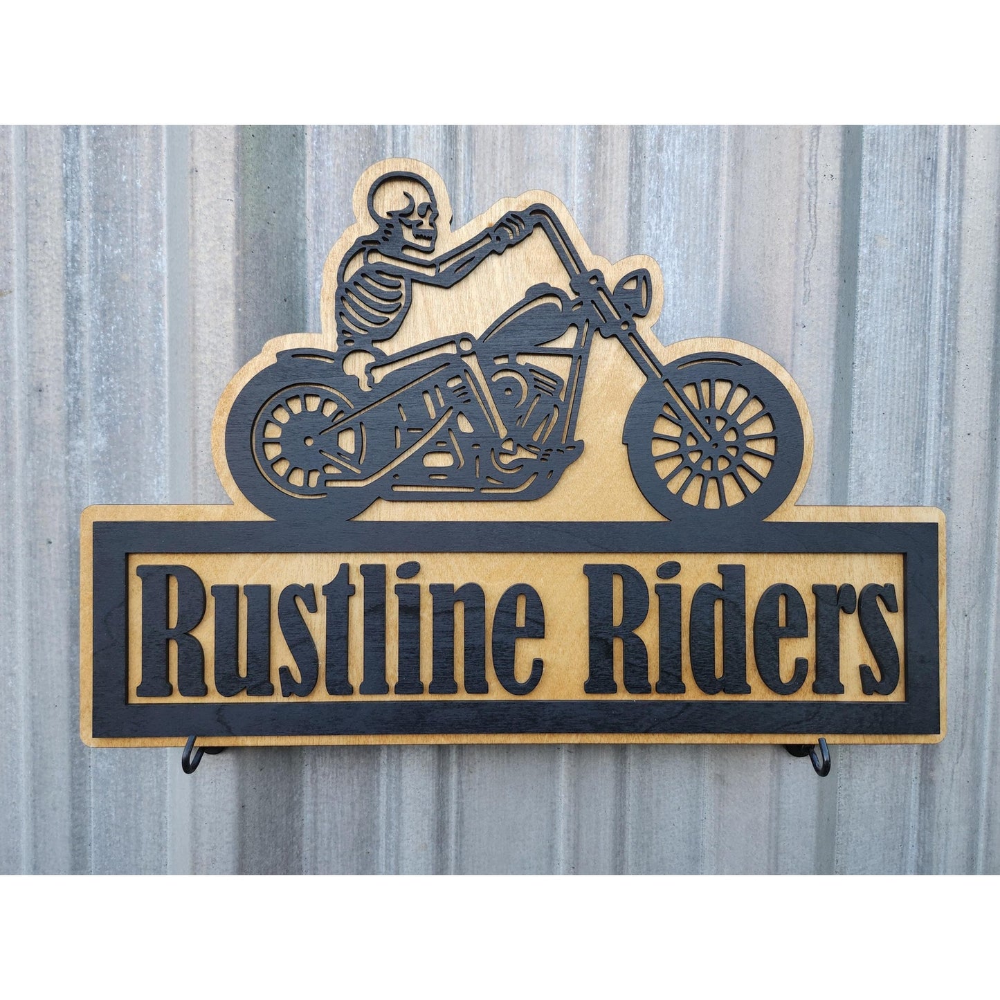 Personalized Biker Sign | Custom Motorcycle Garage Wall Decor | Skeleton Chopper Man Cave Sign | Gift for Biker or MC Club
