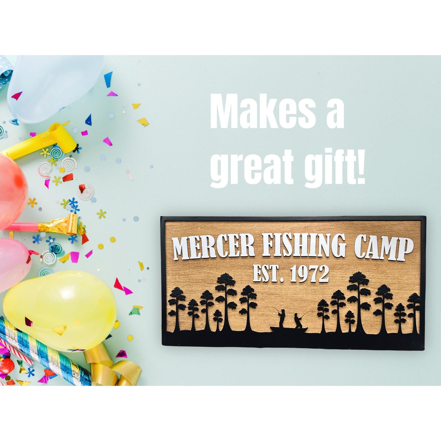 Custom Fishing Camp Sign | Personalized Cabin Lake House River Camp Sign | Rustic Outdoor Lodge Decor with Family Name & Est. Year