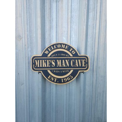 Personalized Man Cave Name Sign | Custom Mancave Last Name Wall Signs