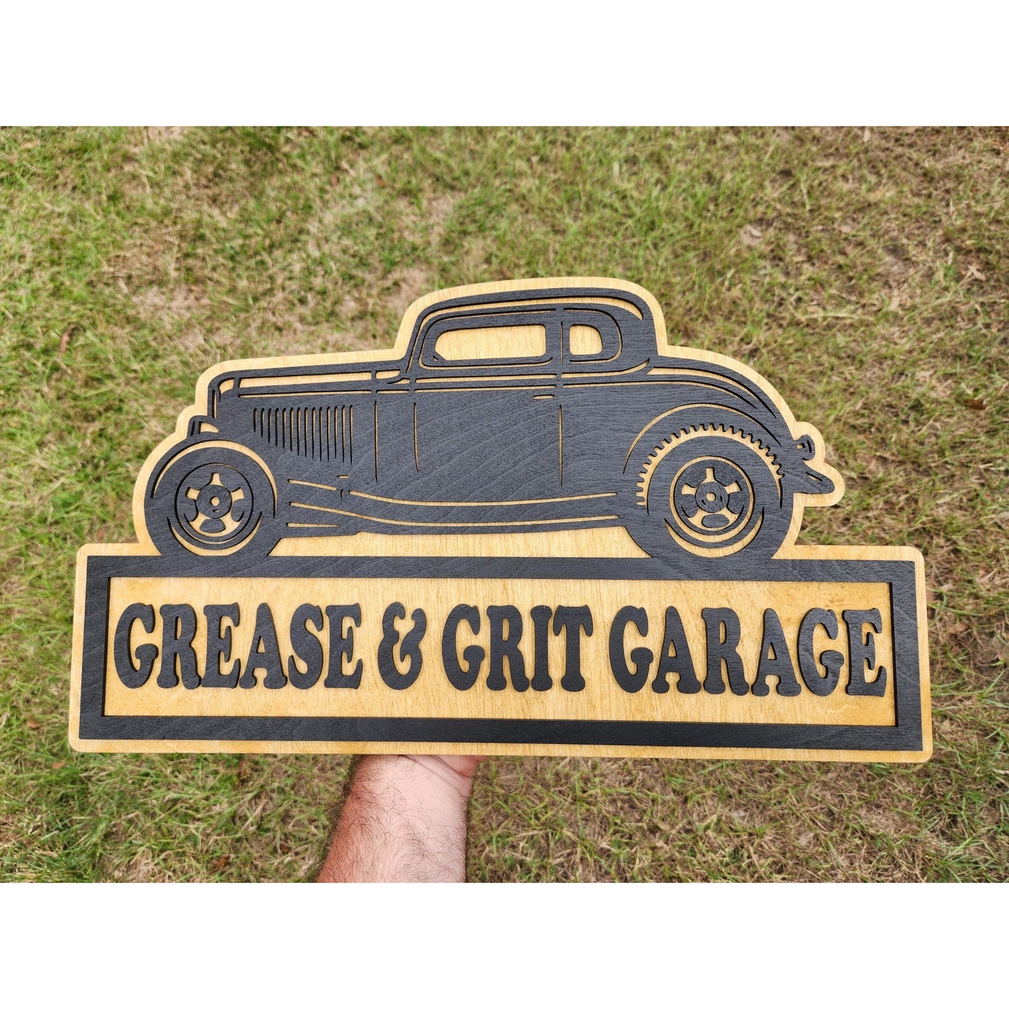 Personalized 1930s Ford Coupe Hot Rod Garage Sign