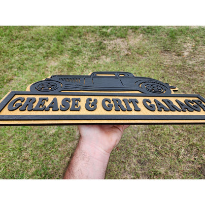 Personalized 1930s Ford Coupe Hot Rod Garage Sign