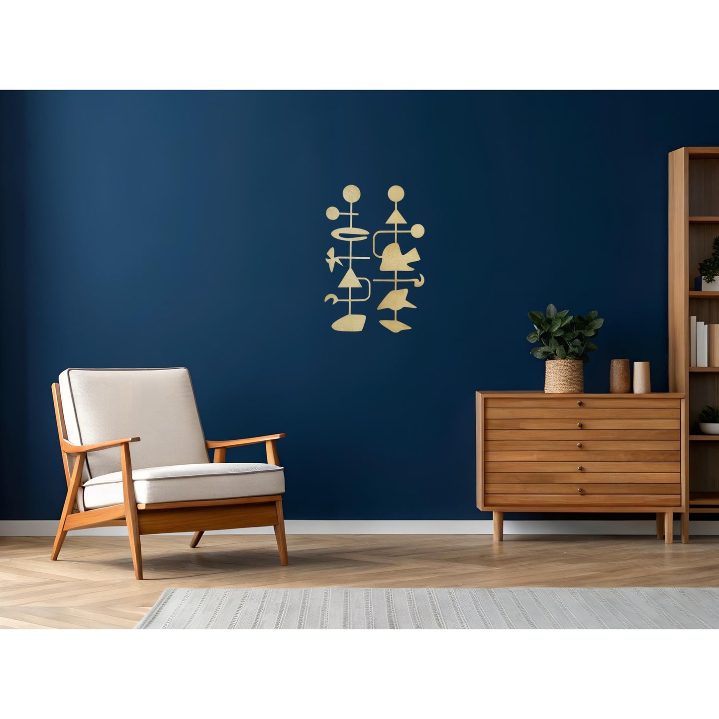 Mid Century Modern Abstract Wall Decor, Geometric Wood Art, Minimalist Stained Design