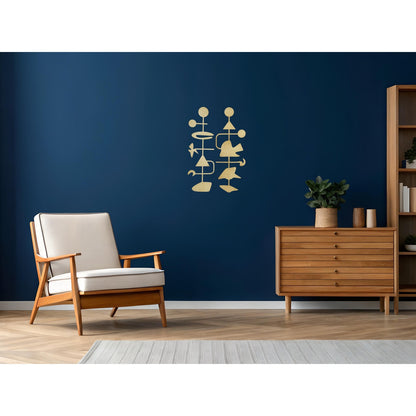 Mid Century Modern Abstract Wall Decor, Geometric Wood Art, Minimalist Stained Design