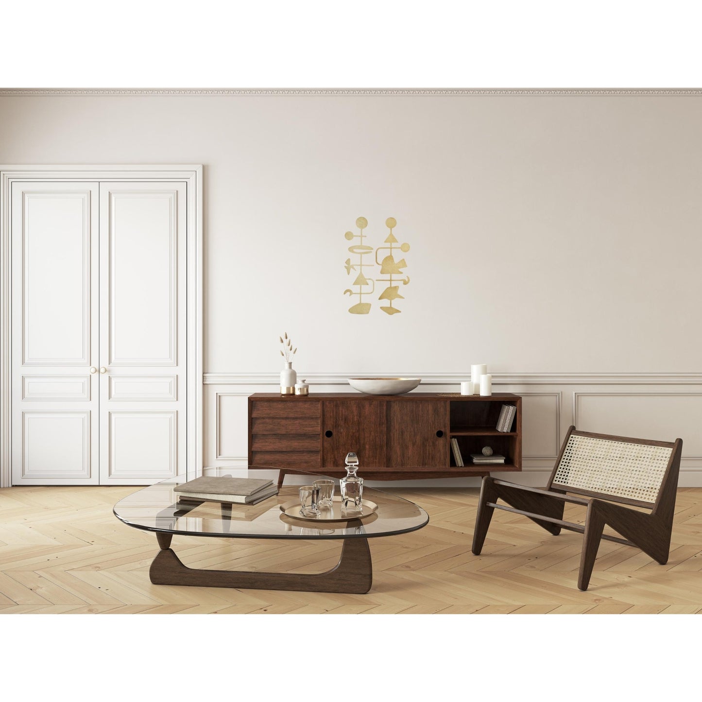 Mid Century Modern Abstract Wall Decor, Geometric Wood Art, Minimalist Stained Design