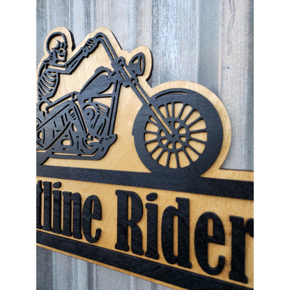 Personalized Biker Sign | Custom Motorcycle Garage Wall Decor | Skeleton Chopper Man Cave Sign | Gift for Biker or MC Club