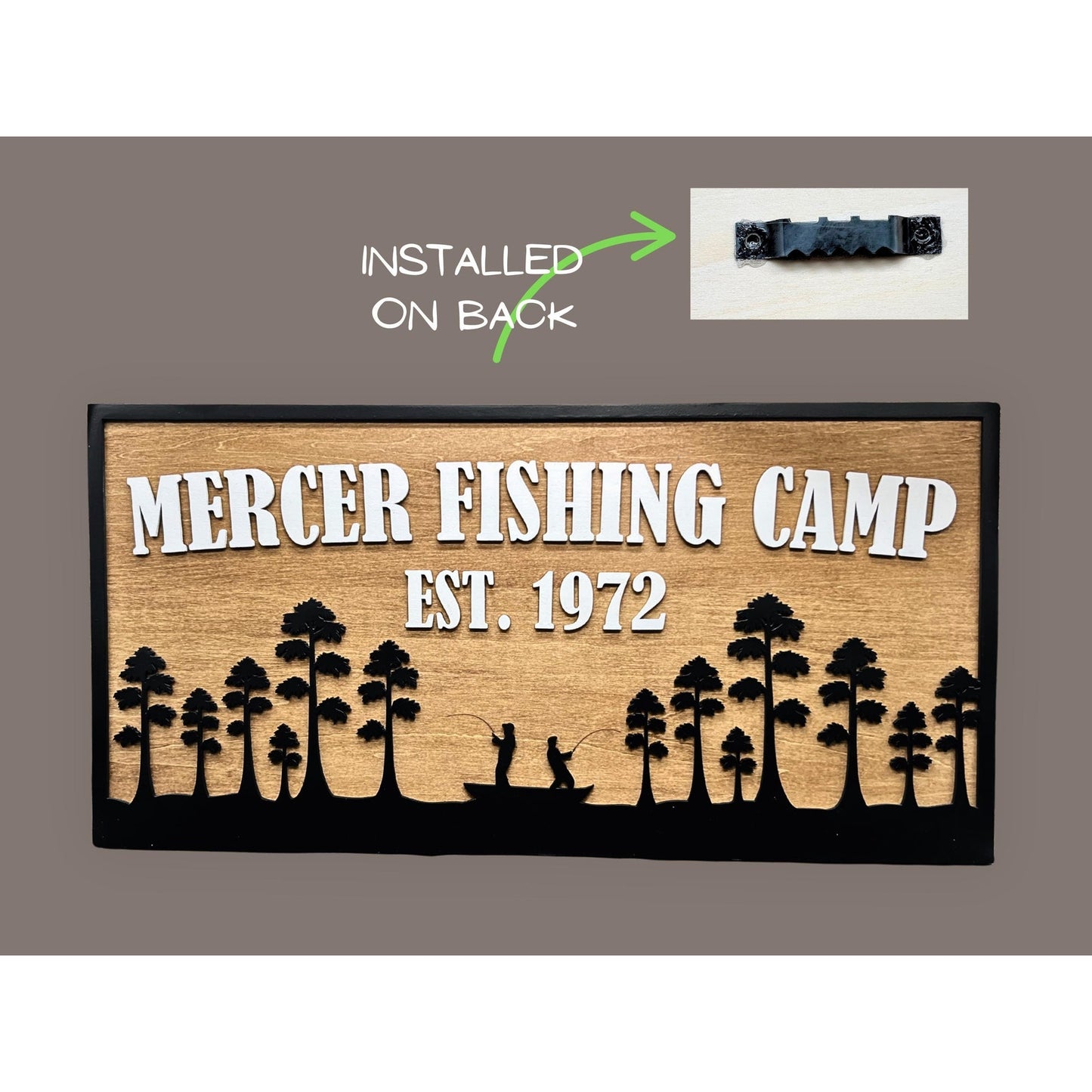 Custom Fishing Camp Sign | Personalized Cabin Lake House River Camp Sign | Rustic Outdoor Lodge Decor with Family Name & Est. Year