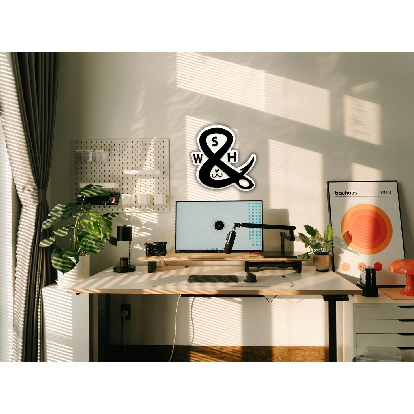 Custom Laser Cut Wood Logo Sign: Rustic Modern Business Decor (13x11.5 inches)