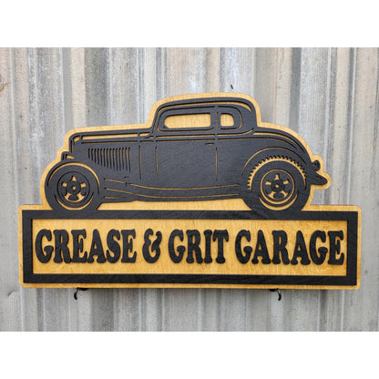 Personalized 1930s Ford Coupe Hot Rod Garage Sign