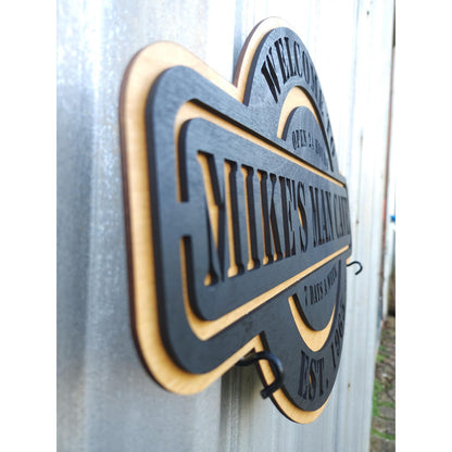 Personalized Man Cave Name Sign | Custom Mancave Last Name Wall Signs