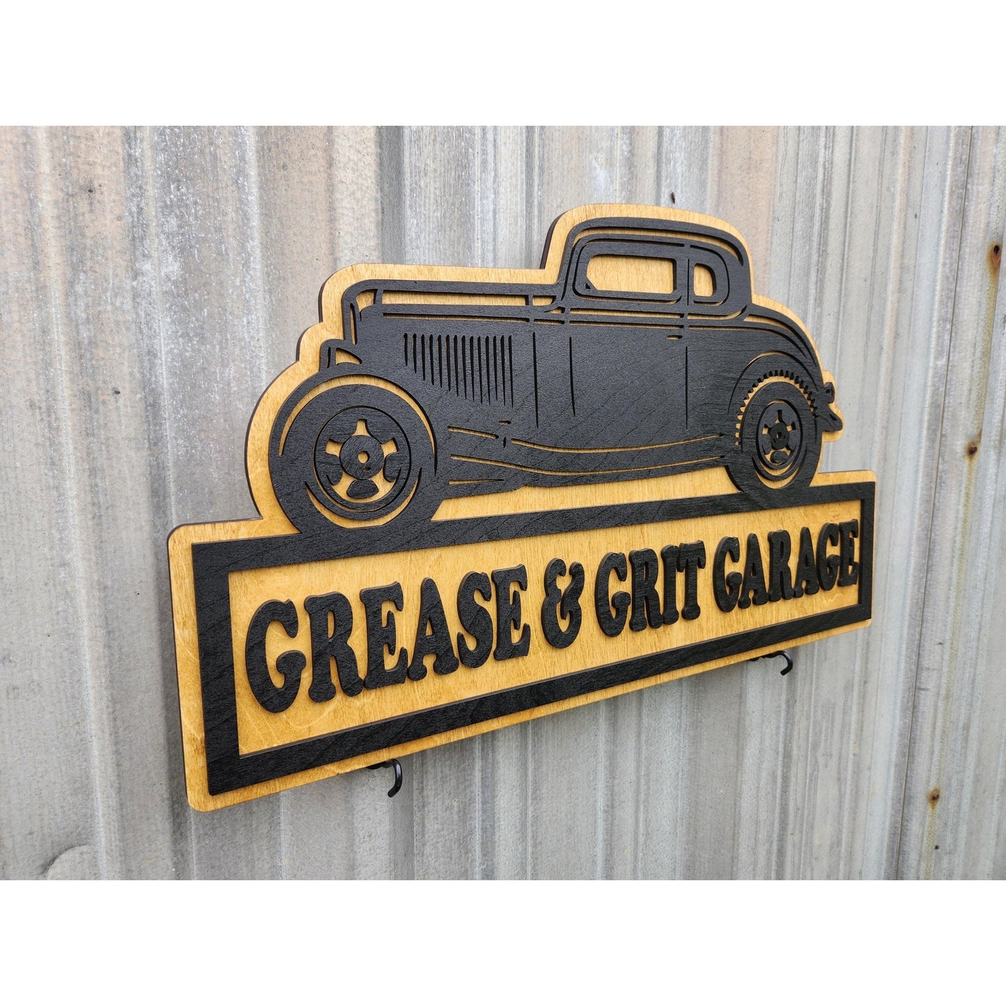 Personalized 1930s Ford Coupe Hot Rod Garage Sign