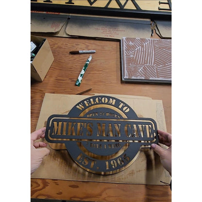 Personalized Man Cave Name Sign | Custom Mancave Last Name Wall Signs