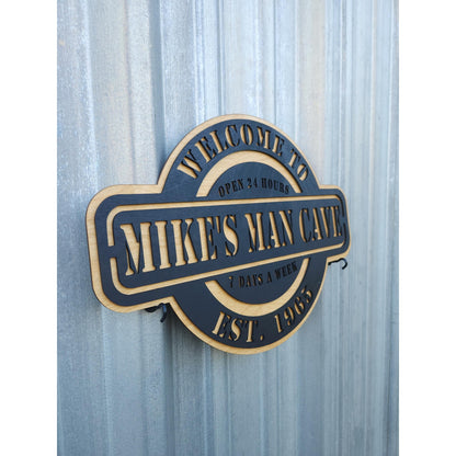 Personalized Man Cave Name Sign | Custom Mancave Last Name Wall Signs