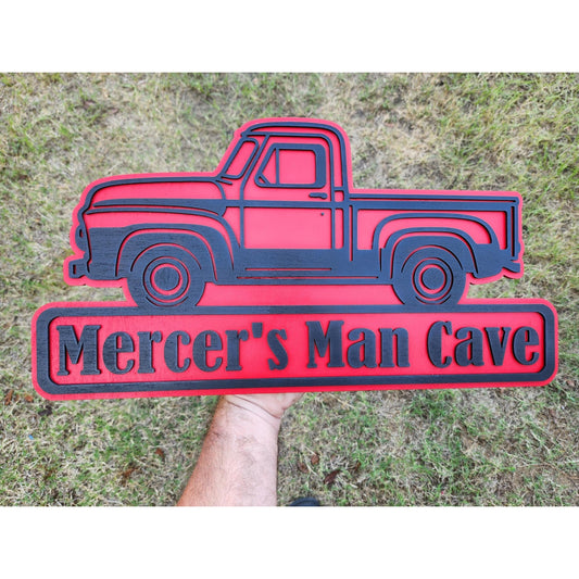 Personalized Vintage Ford F100 Truck Man Cave Sign