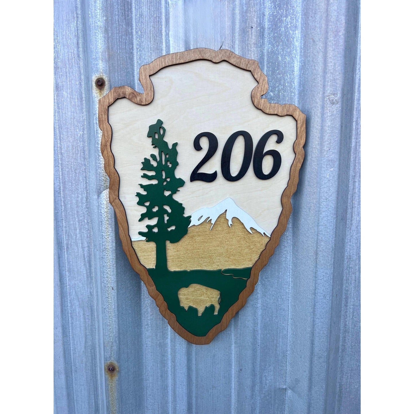 Rustic Cabin House Number Sign: Personalized National Park Style Wooden Lodge Decor