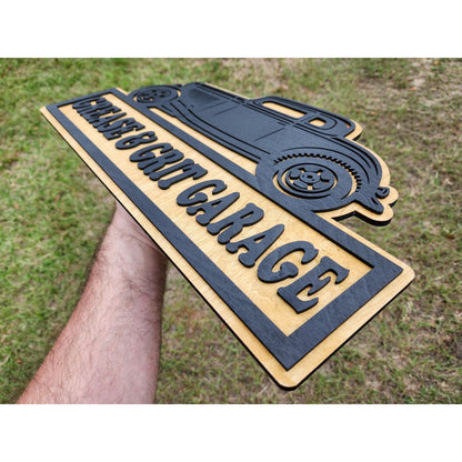 Personalized 1930s Ford Coupe Hot Rod Garage Sign
