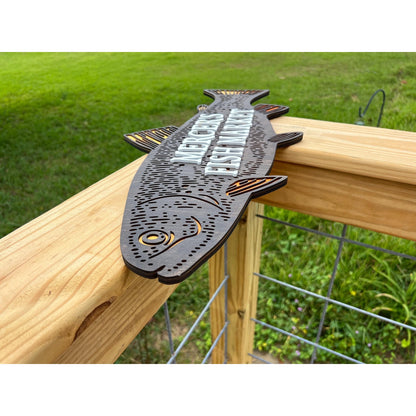 Personalized Fish Market Sign Custom Wooden Business Sign Rustic Wall Decor Family Name Fishing Cabin Plaque