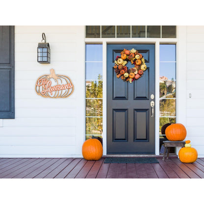 Personalized Rustic Pumpkin Family Name Sign: Fall Wooden Decor