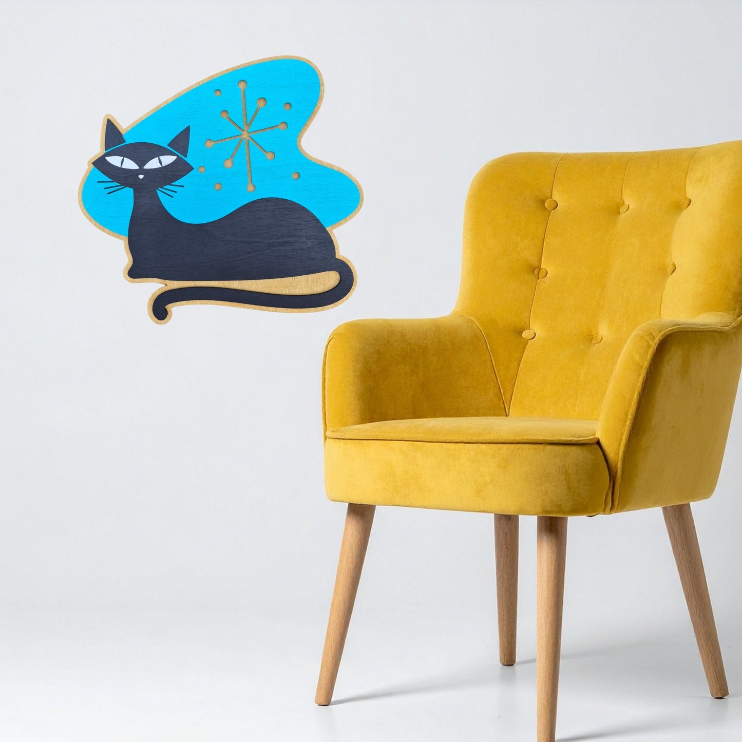 Wholesale Mid Century Modern Atomic Black Cat Wall Art