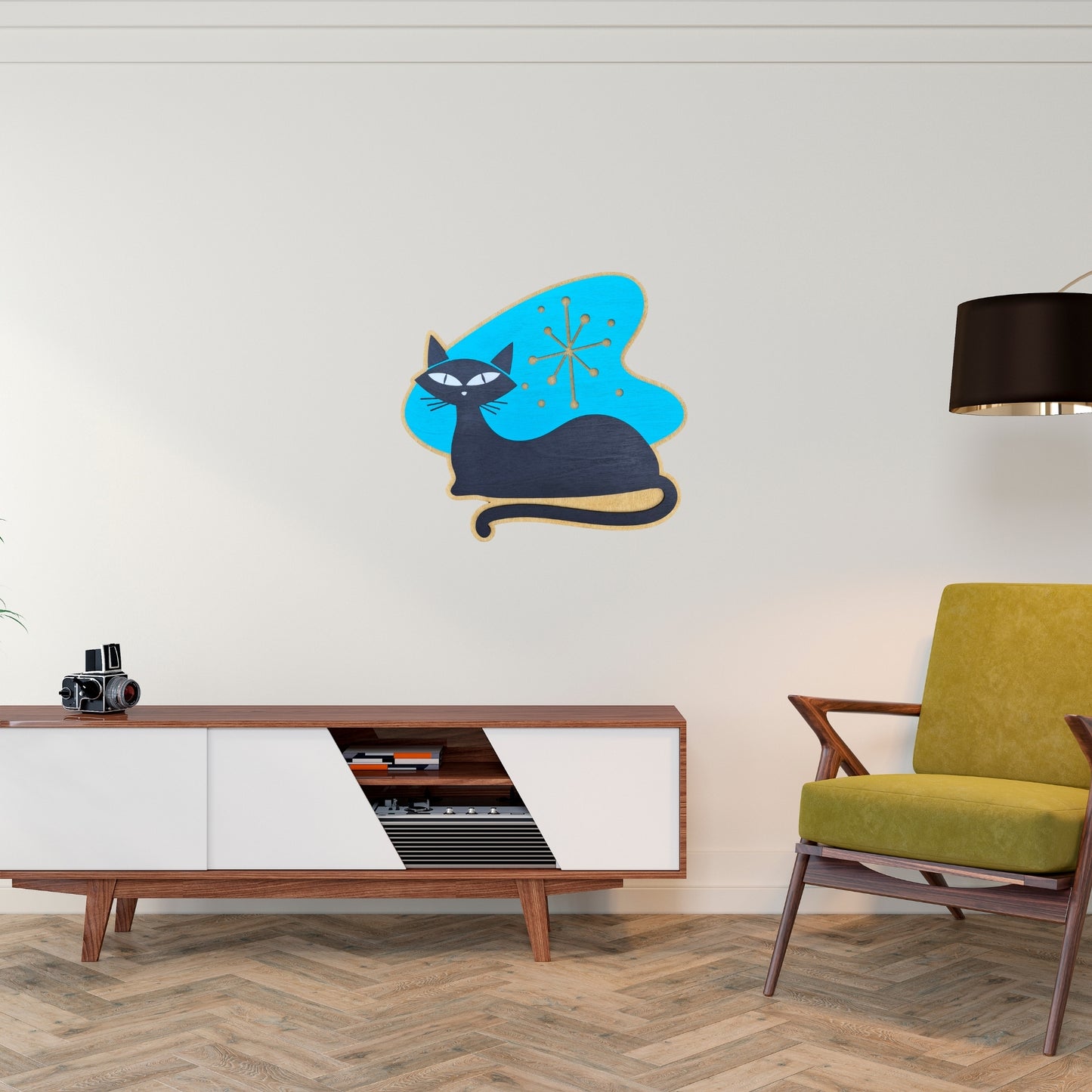 Wholesale Mid Century Modern Atomic Black Cat Wall Art
