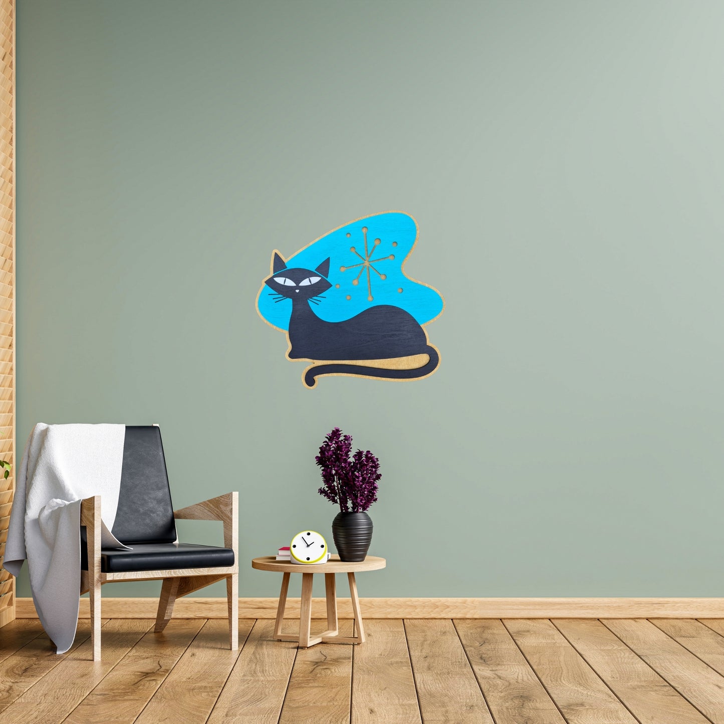 Wholesale Mid Century Modern Atomic Black Cat Wall Art