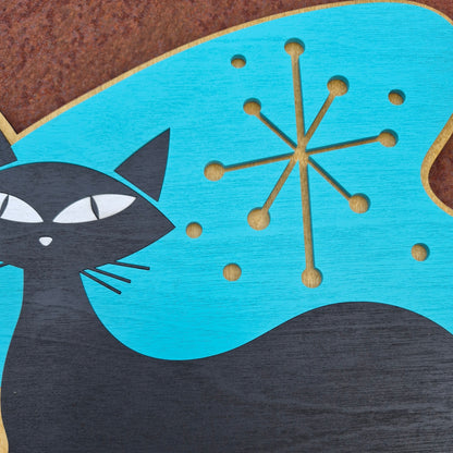 Wholesale Mid Century Modern Atomic Black Cat Wall Art
