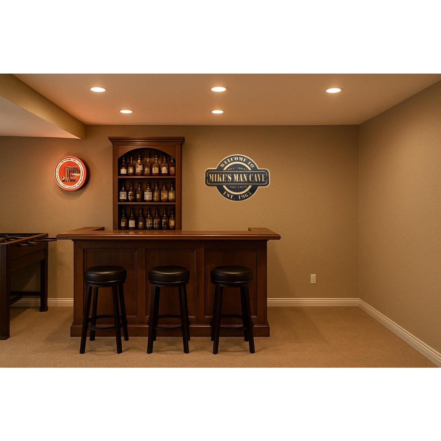 Personalized Man Cave Name Sign | Custom Mancave Last Name Wall Signs