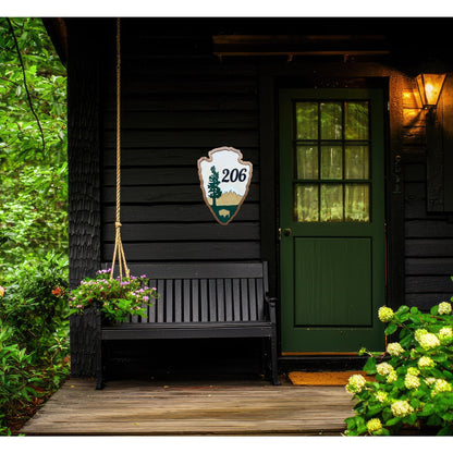 Rustic Cabin House Number Sign: Personalized National Park Style Wooden Lodge Decor