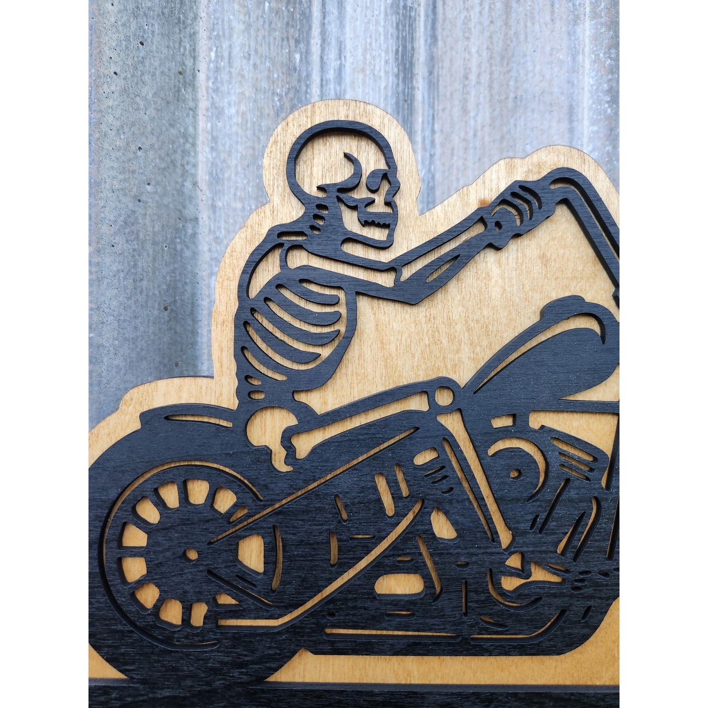 Personalized Biker Sign | Custom Motorcycle Garage Wall Decor | Skeleton Chopper Man Cave Sign | Gift for Biker or MC Club