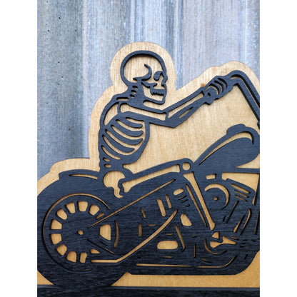 Personalized Biker Sign | Custom Motorcycle Garage Wall Decor | Skeleton Chopper Man Cave Sign | Gift for Biker or MC Club