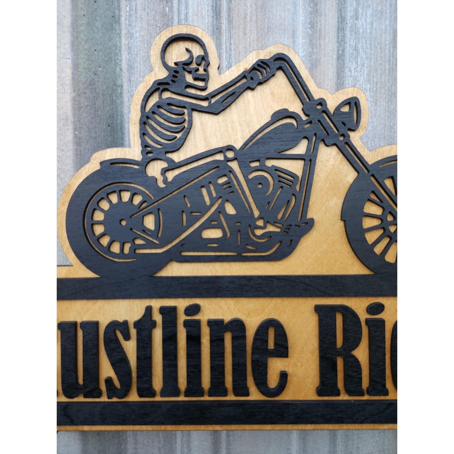 Personalized Biker Sign | Custom Motorcycle Garage Wall Decor | Skeleton Chopper Man Cave Sign | Gift for Biker or MC Club