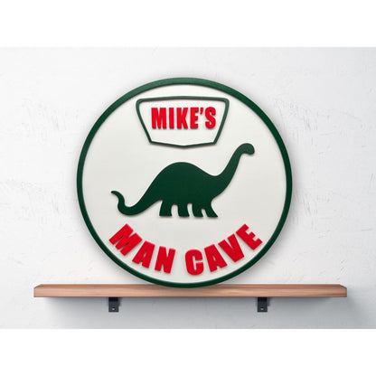 Custom Sinclair Dinosaur Man Cave Sign – Personalized Name – 11.5” Gas Station Style Wall Decor for Garage, Bar, Game Room, Shop Gift
