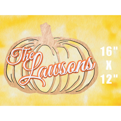 Personalized Rustic Pumpkin Family Name Sign: Fall Wooden Decor