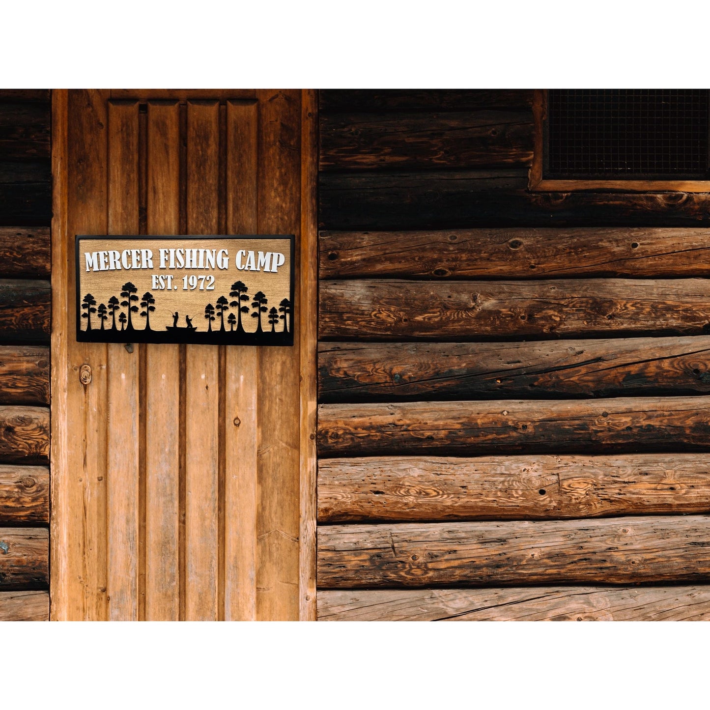 Custom Fishing Camp Sign | Personalized Cabin Lake House River Camp Sign | Rustic Outdoor Lodge Decor with Family Name & Est. Year