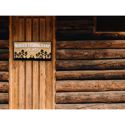 Custom Fishing Camp Sign | Personalized Cabin Lake House River Camp Sign | Rustic Outdoor Lodge Decor with Family Name & Est. Year
