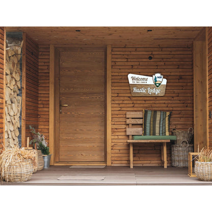 Rustic Wooden Cabin Sign National Park Inspired Personalized Lodge Sign Custom Family Name or House Number Vacation Home Entry Sign