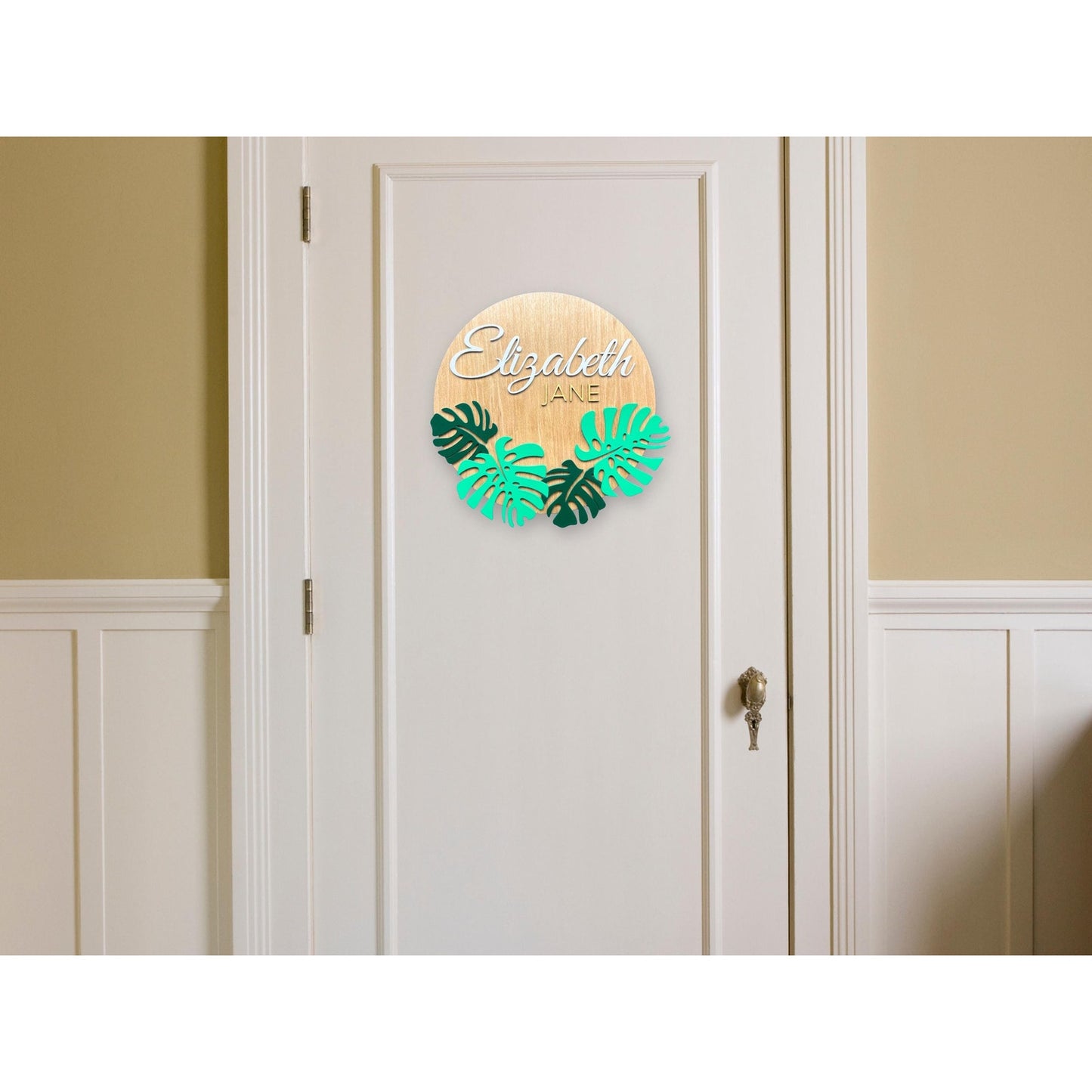 Monstera Leaf Wooden Name Sign: Custom Nursery Decor, 3D Lettering