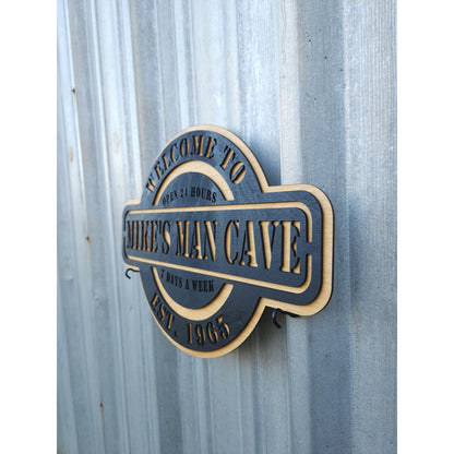 Personalized Man Cave Name Sign | Custom Mancave Last Name Wall Signs