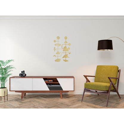 Mid Century Modern Abstract Wall Decor, Geometric Wood Art, Minimalist Stained Design