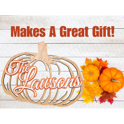 Personalized Rustic Pumpkin Family Name Sign: Fall Wooden Decor