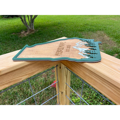 Georgia State Sign Personalized Wooden Wall Decor Custom Family Name Business or Est Year Rustic Layered Mountains and Trees