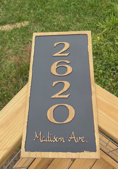 Rustic Wooden House Number Sign Personalized Address Plaque Custom Street Name Outdoor Home Decor Porch Wall